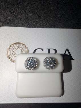 GRA Certified Moissanite Halo Stud Earrings